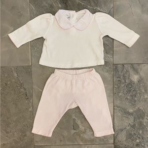 Magnolia Baby Newborn Peter Pan Shirt and Pink Striped Pant Set
